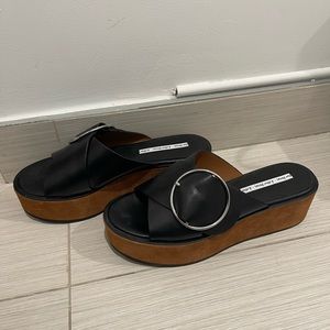 NEW & Other Stories suede & leather buckle platform sandals - size 9